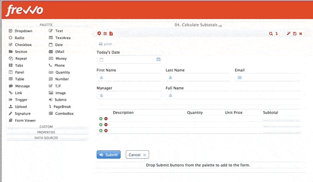 frevvo's drag-and-drop form builder