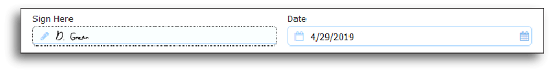 Form with a signature and date field
