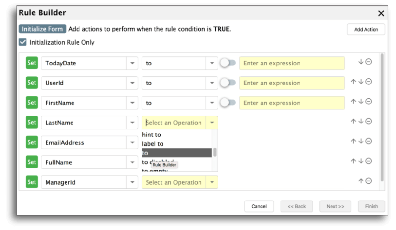 Changing field settings on a form