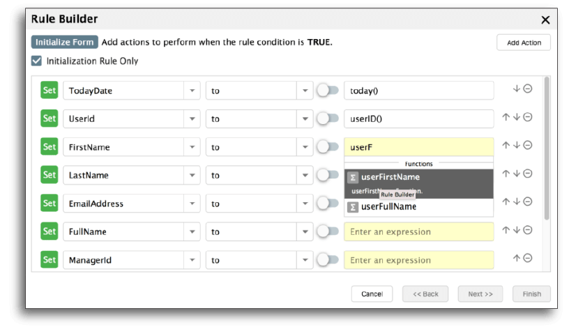 Changing the functions and parameters of a form