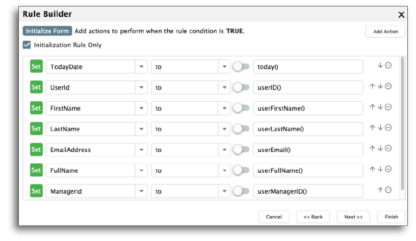 Changing the field functions of a form