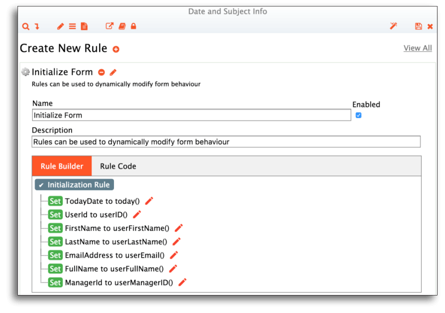Creating new rules in frevvo's Visual Rule Builder