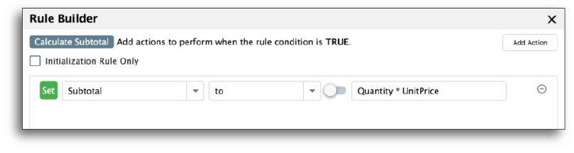 Using frevvo's Visual Rule Builder to calculate subtotals