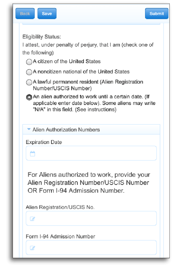 Form that shows or hides sections based on eligibility status