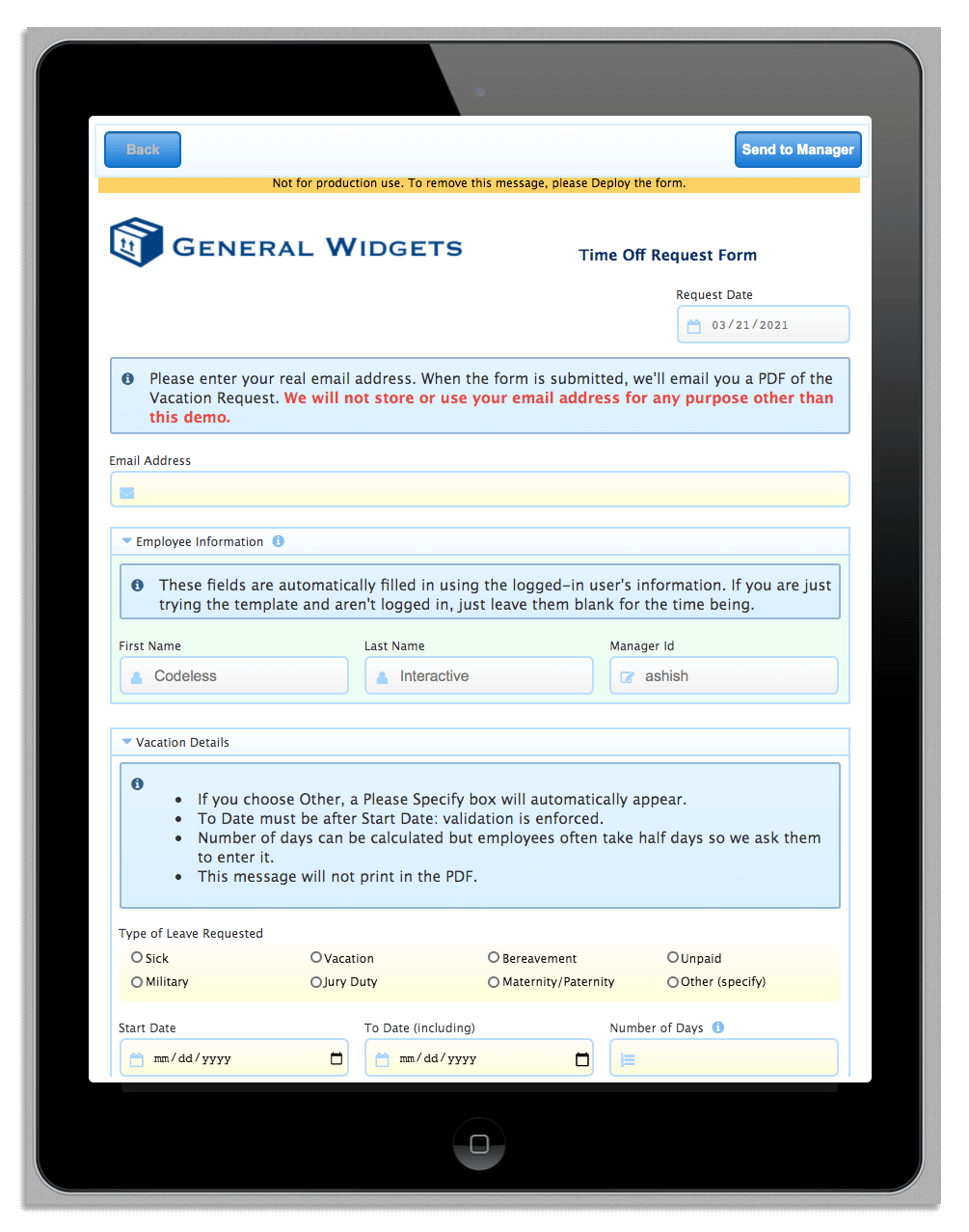 Testing a workflow with frevvo's workflow automation software