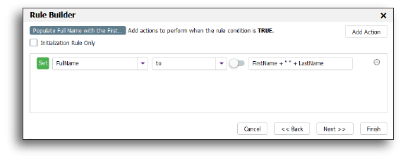Using the Visual Rule Builder to concatenate names