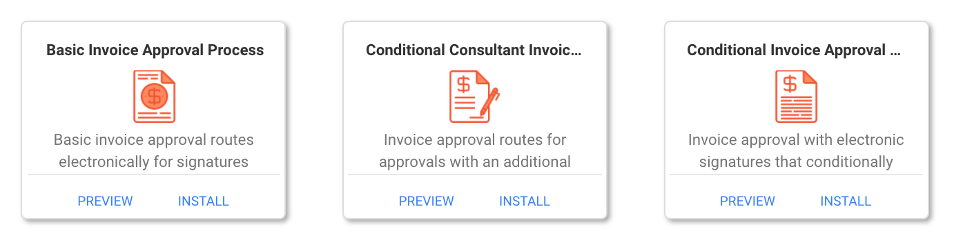 pre-built templates for invoice approvals in frevvo