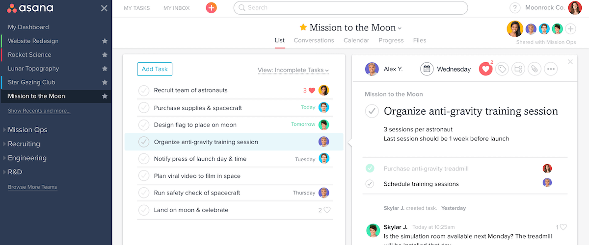 Asana project management tool
