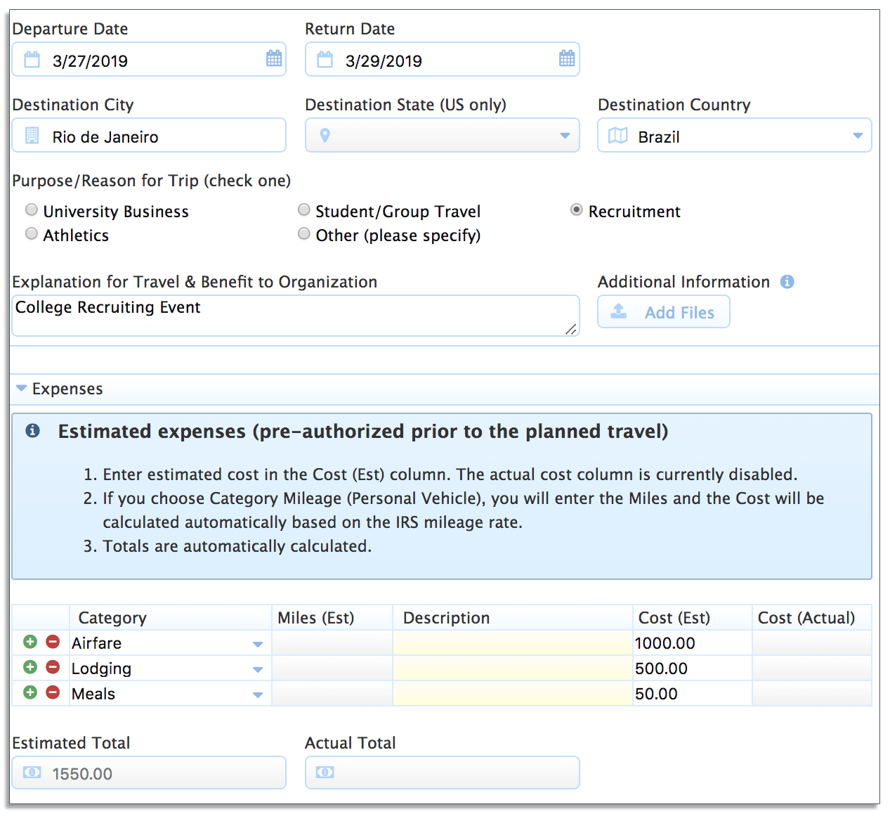 frevvo international travel request form