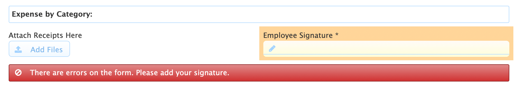 Required Signature on a Form Requiring signatures on important forms