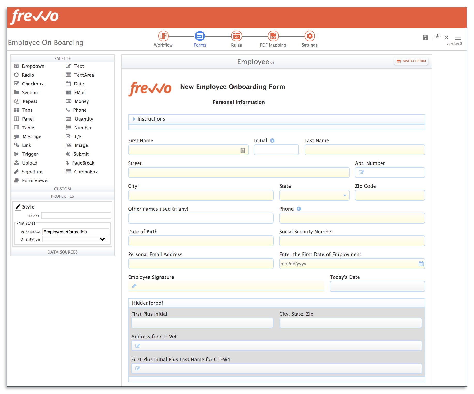 onboarding form for employee step