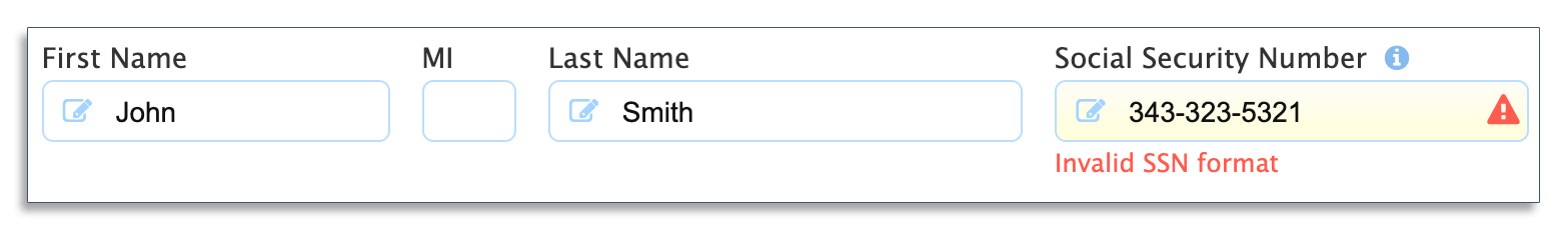 Example of automation form validations