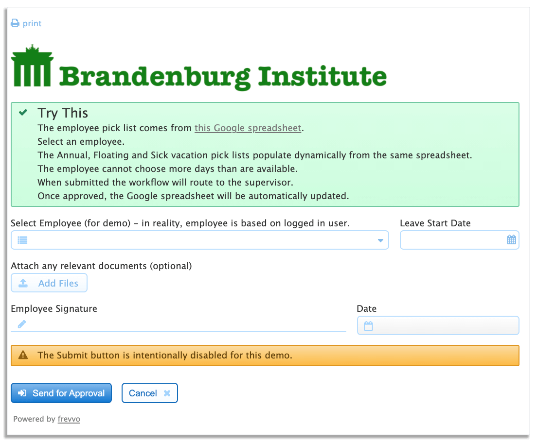 example of dynamic frevvo vacation form