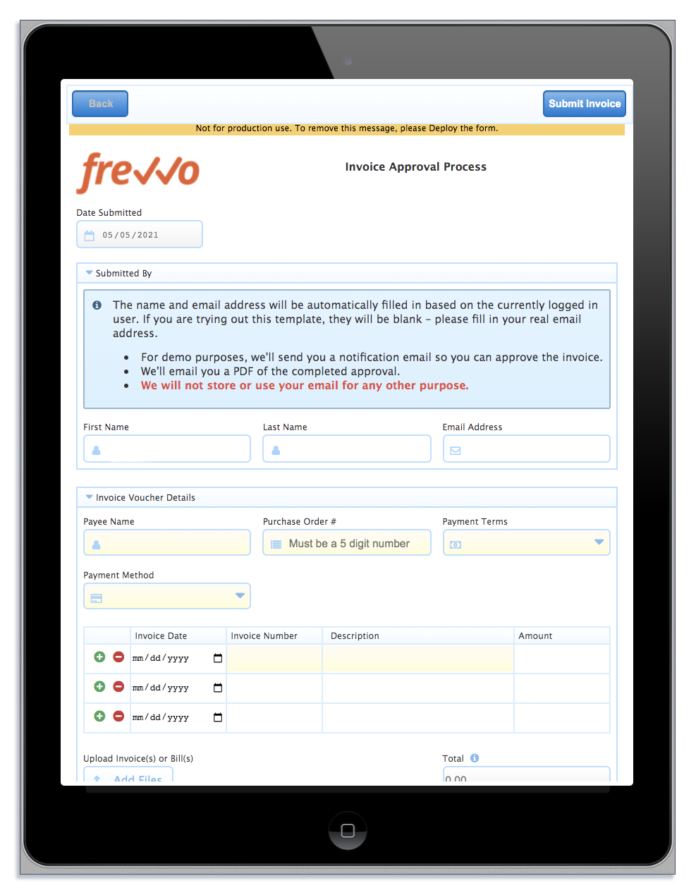 Mobile previews in frevvo