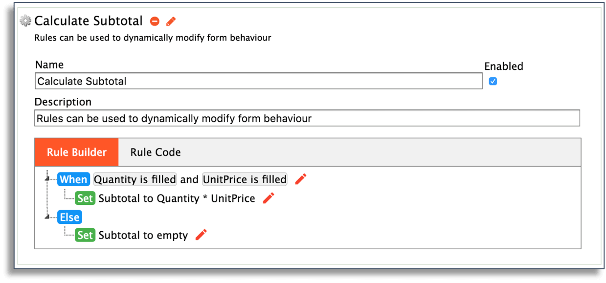 Calculate Subtotal Business Rule Calculating subtotals on a form with a business rule