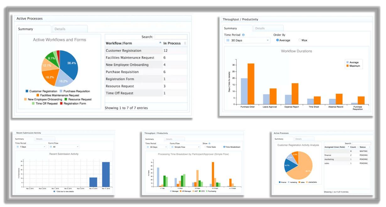 In-depth reporting in frevvo
