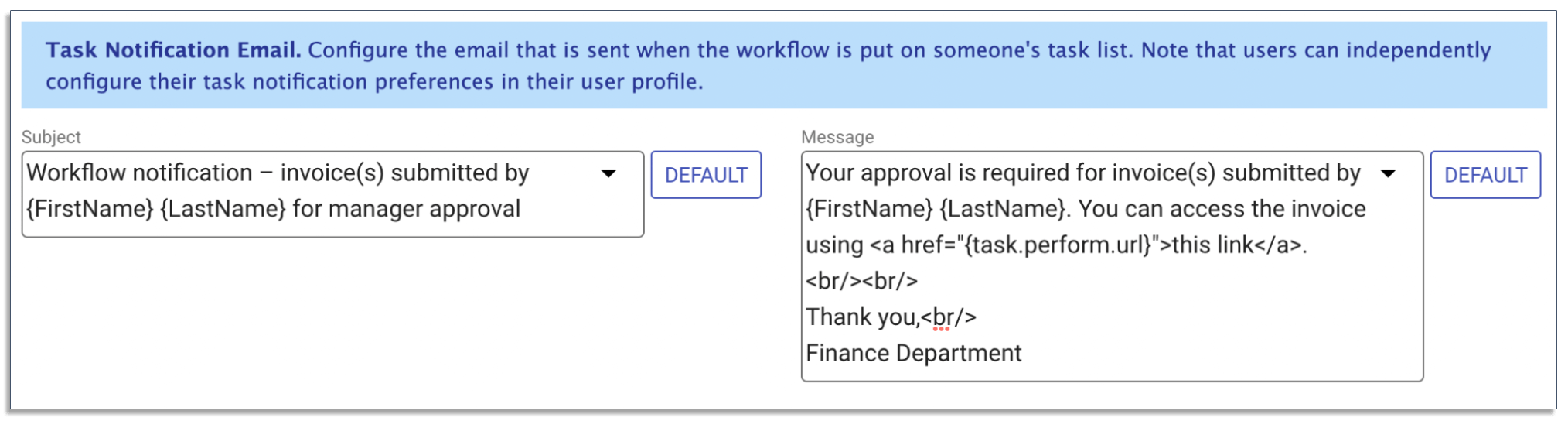 Setting up workflow notifications in frevvo