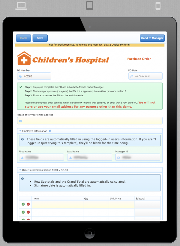 Mobile preview in frevvo