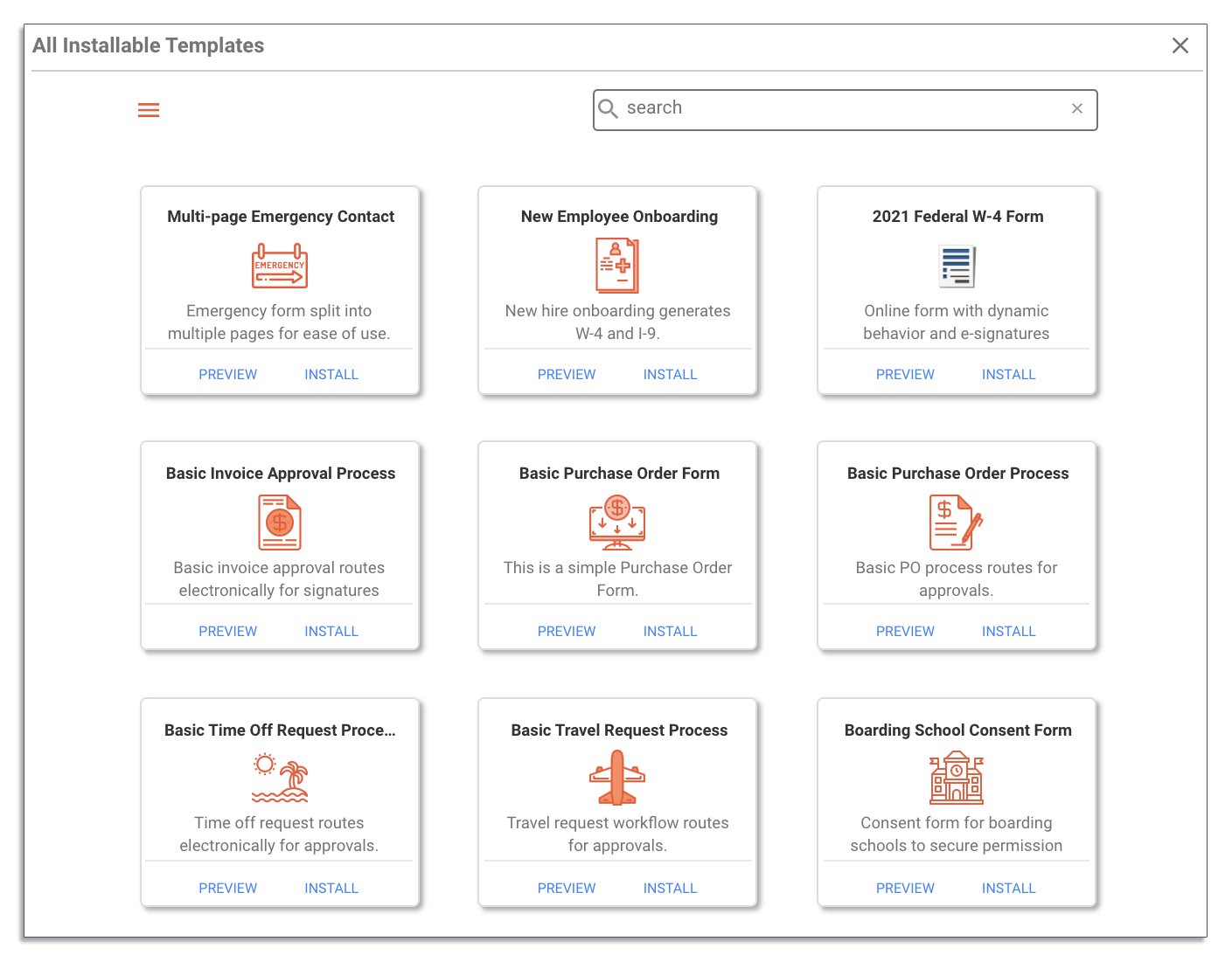 frevvo installable templates
