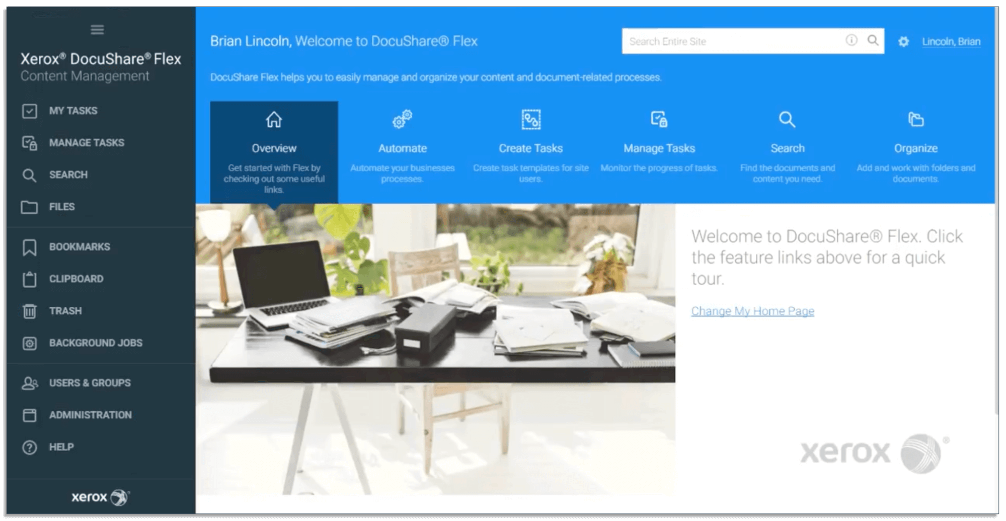 DocuShare dashboard