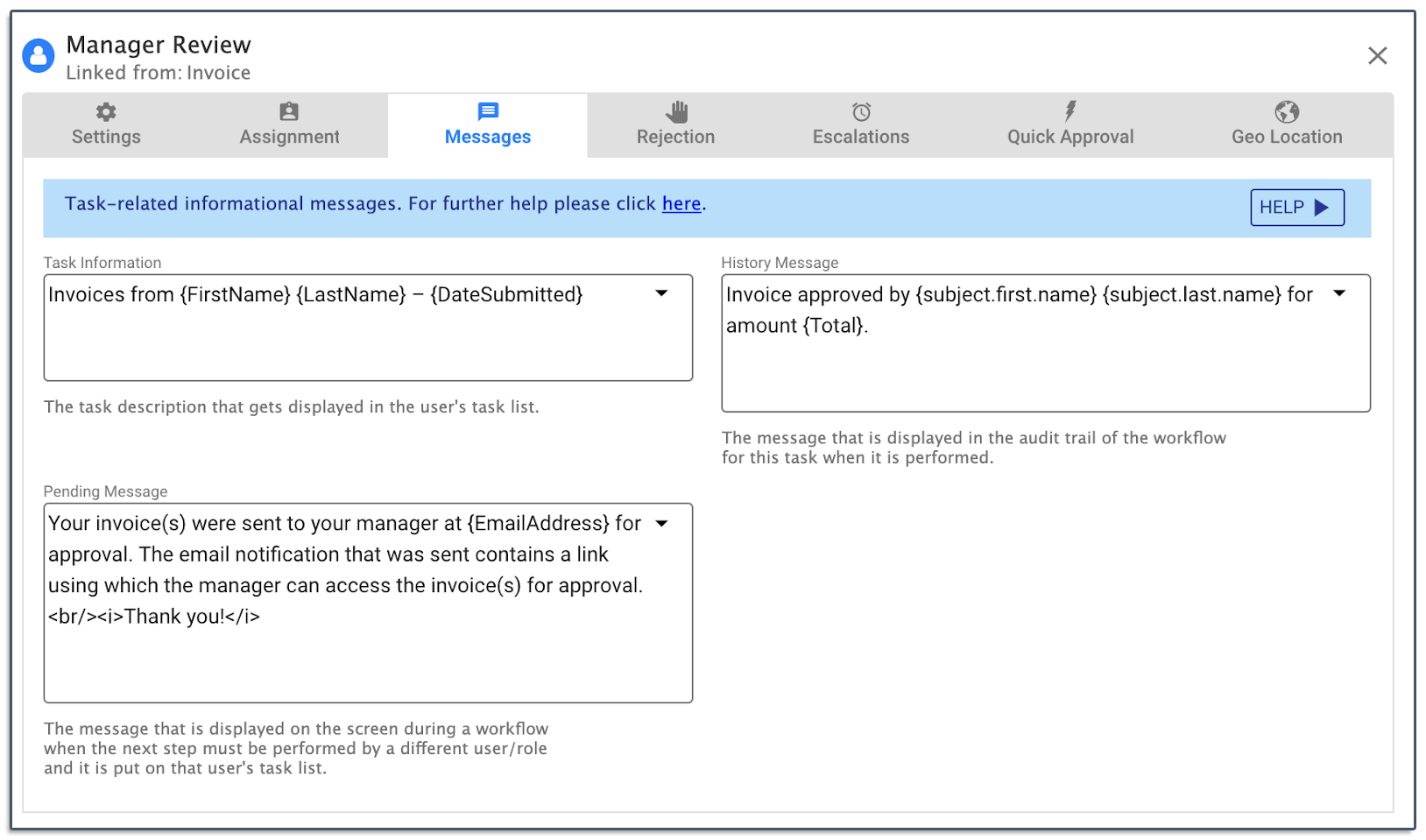 manager messages to stakeholders on frevvo