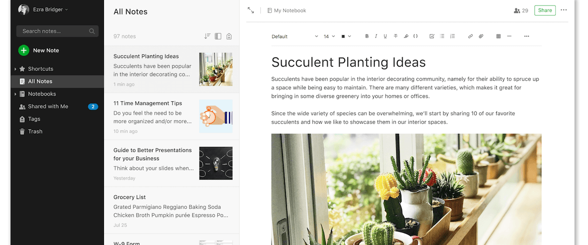 Capture notes with Evernote